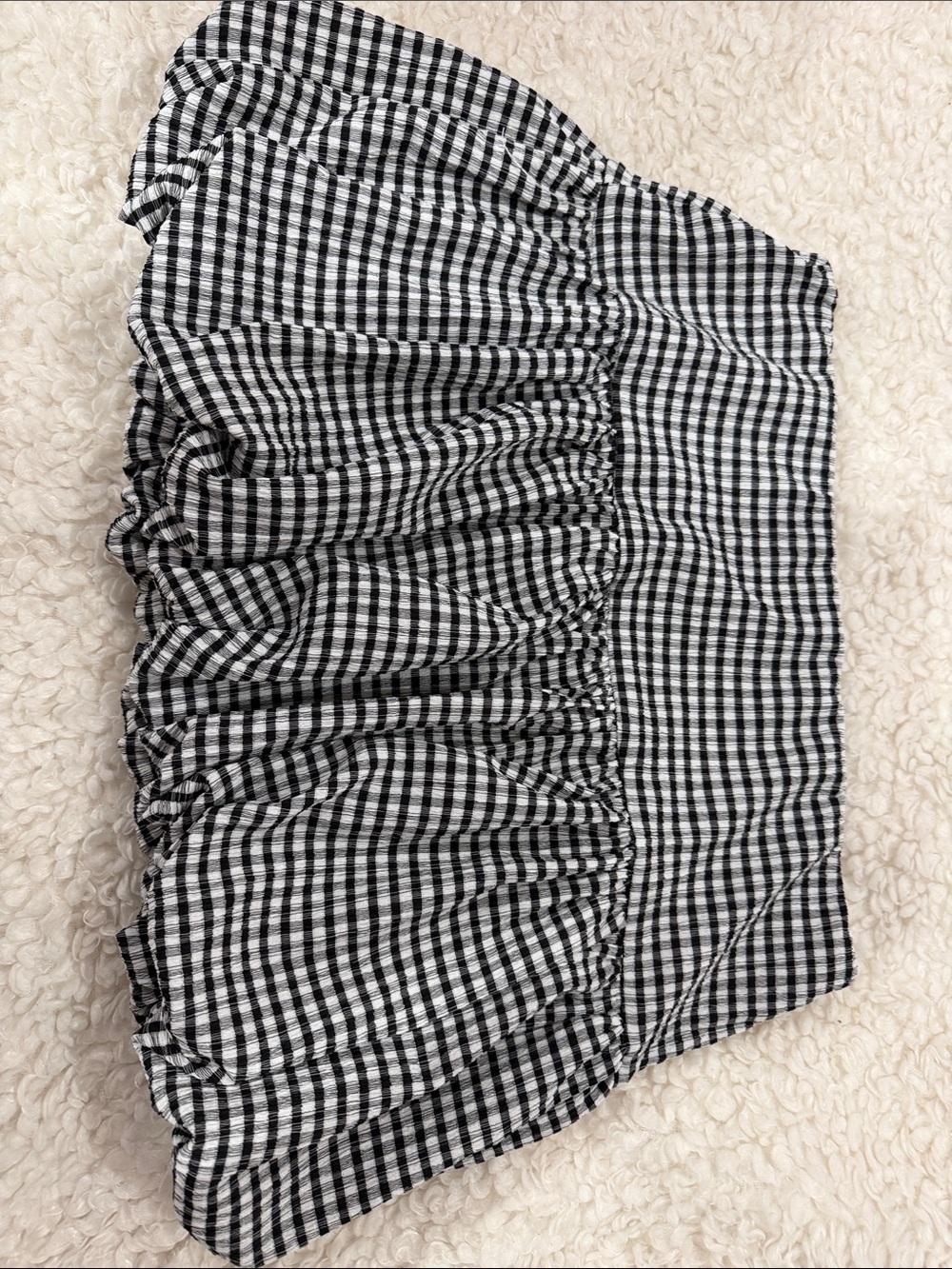 Black and White Gingham Ruffled Bubble Mini Skirt